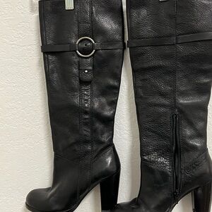 Nine West Black Leather Heeled Boots